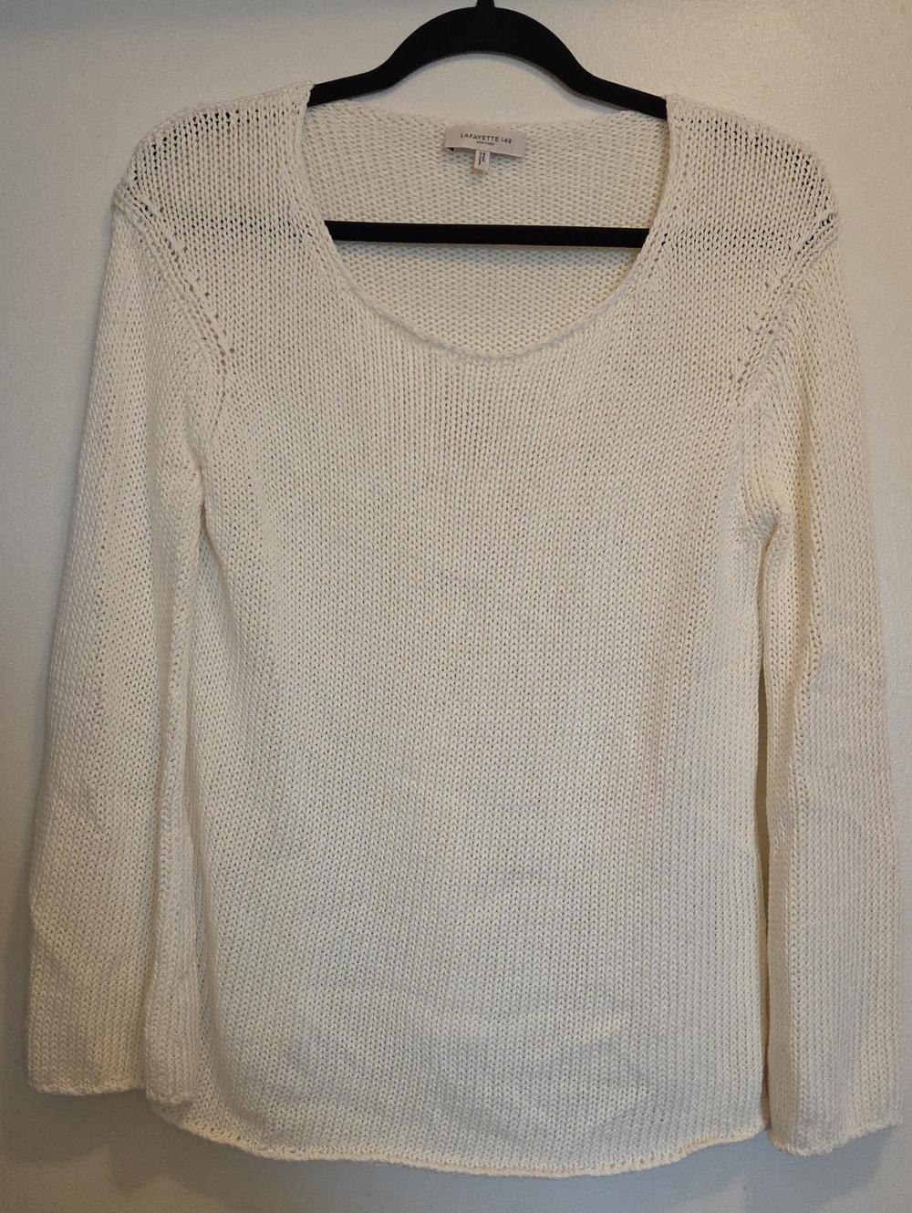 Lafayette 148 New York Cream Scoop Neck Knit Sweater